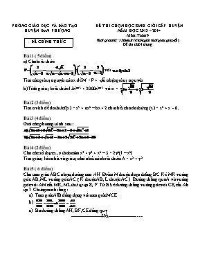 Đề thi chọn học sinh giỏi cấp huyện Đan Phượng năm học 2013  2014 môn Toán 9